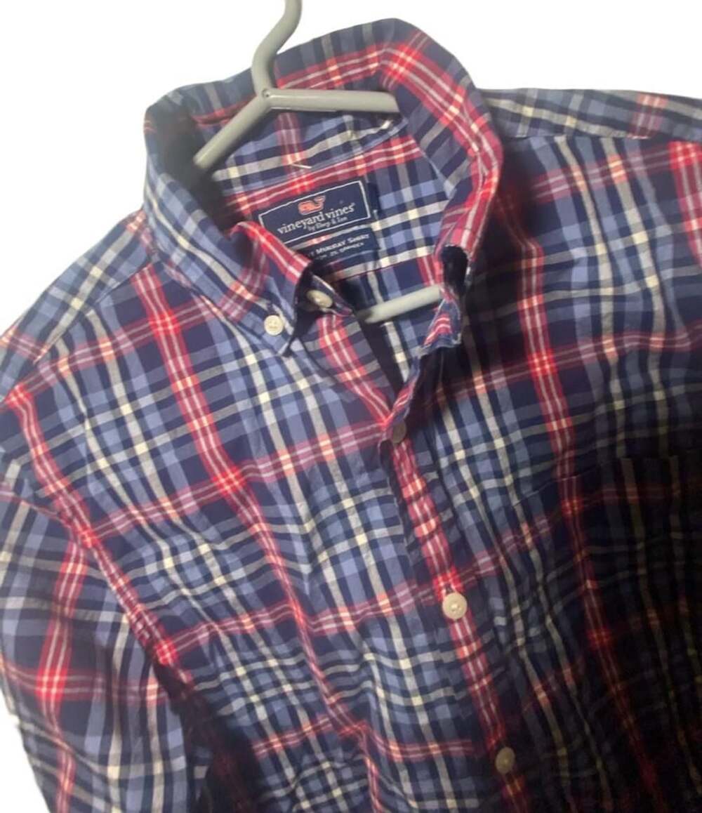 Vineyard Vines Slim Fit Murray Shirt Size XS Blue Plaid Button Down